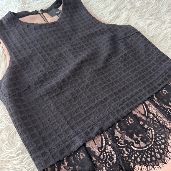 Anthropologie Greylin Black Textured Top with Pink Lace Hem Size S - Picture 9 of 15